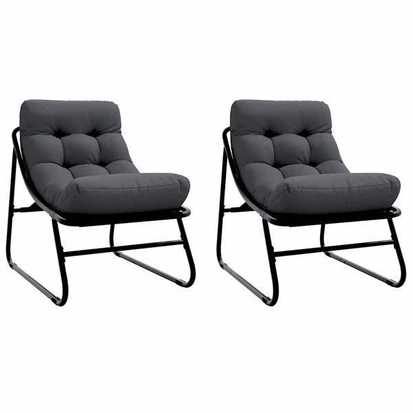 vidaXL Mobilier de jardin avec coussin 2 pcs Noir 60 x 80 x 71cm Métal