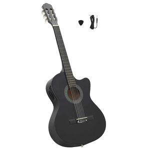 vidaXL Guitare d&eacute;coup&eacute;e classique occidentale &eacute;galiseur 6 cordes Noir