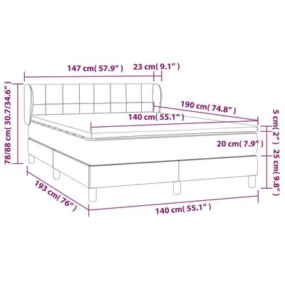 vidaXL Sommier à lattes de lit et matelas Bleu foncé 140x190cm Velours