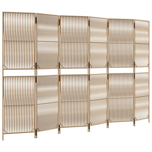 vidaXL Cloison de s&eacute;paration 6 panneaux beige r&eacute;sine tress&eacute;e