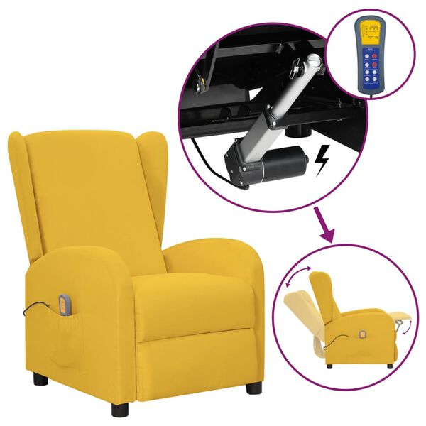 vidaXL Fauteuil de massage Jaune Tissu