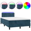vidaXL Sommier &agrave; lattes de lit avec matelas LED Bleu fonc&eacute; 120x200 cm