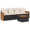 vidaXL Salon de jardin 5 pcs avec coussins noir r&eacute;sine tress&eacute;e