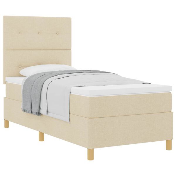 vidaXL Lit &agrave; ressorts avec matelas Cr&egrave;me 80 x 200 cm tissu