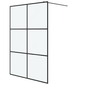 vidaXL Paroi de douche Noir 140x195 cm Verre ESG d&eacute;poli