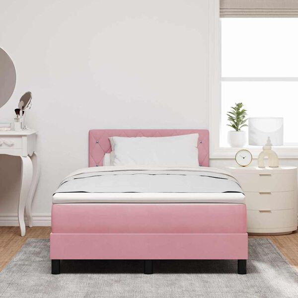 vidaXL Lit &agrave; ressort LED avec matelas Rose 120 x 200 cm Velours
