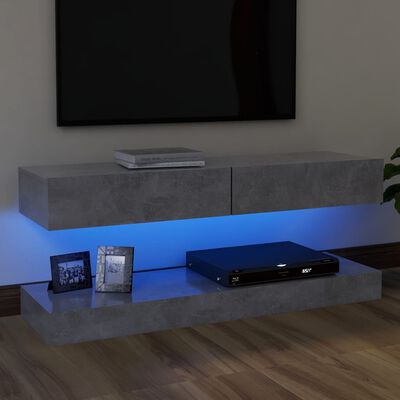 vidaXL Meuble TV avec lumières LED gris béton 120x35 cm