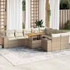 vidaXL Salon de jardin avec coussins 10pcs beige résine tressée acacia