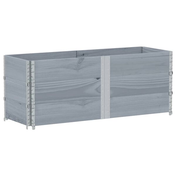 vidaXL Colliers de palette 3 pcs gris 150x50 cm bois de pin solide