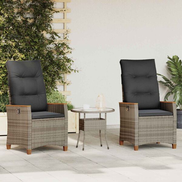 vidaXL Chaise de jardin inclinable Gris et Gris fonc&eacute; polyrotin