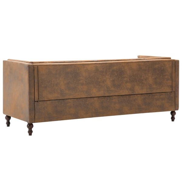 vidaXL Canap&eacute; &agrave; 3 places Rev&ecirc;tement en tissu Marron Aspect de daim