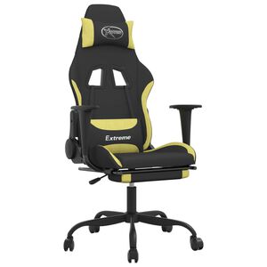 vidaXL Chaise de jeu avec repose-pied Noir et vert clair