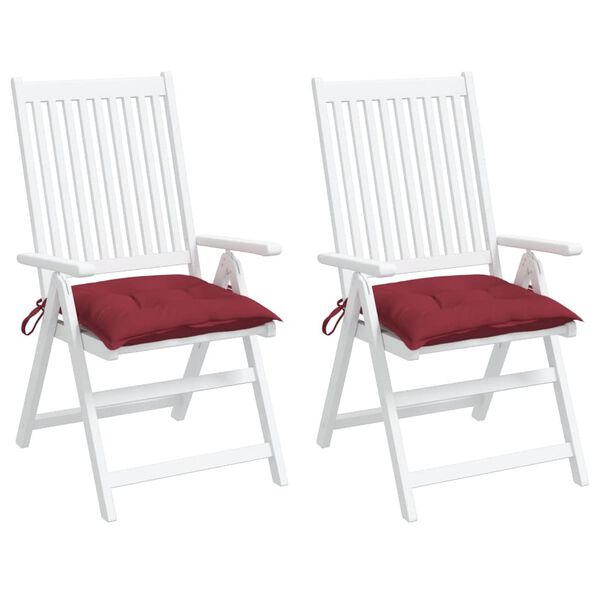 vidaXL Coussins de chaise lot de 2 rouge bordeaux 40x40x7 cm