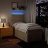 vidaXL Sommier &agrave; lattes de lit avec matelas Cr&egrave;me 90x200 cm Tissu