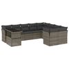vidaXL Salon de jardin avec coussins 10 pcs gris r&eacute;sine tress&eacute;e