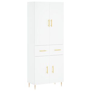 vidaXL Buffet haut Blanc 69,5x34x180 cm Bois d'ing&eacute;nierie