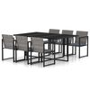 vidaXL Salon de jardin 7 pcs avec coussins R&eacute;sine tress&eacute;e Gris
