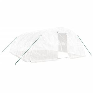 vidaXL Serre avec cadre en acier blanc 30 m&sup2; 6x5x2,3 m