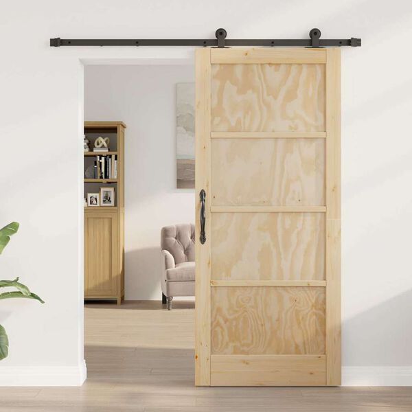 vidaXL Porte coulissante Naturel et Noir 86 x 198,5 cm Pin massif