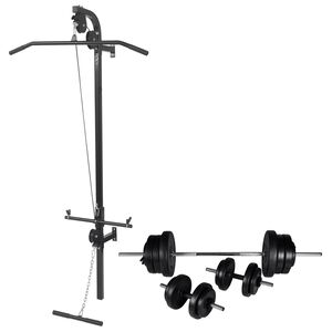 vidaXL Tour de musculation murale avec jeu d'halt&egrave;res et poids 60,5 kg