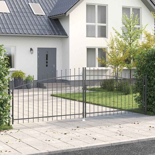 vidaXL Porte Double avec verrouillage Gris 400 x 199.5 cm Acier