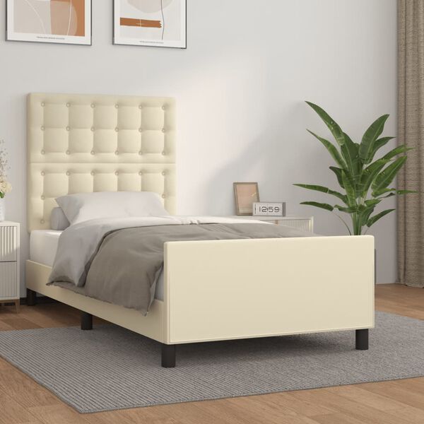 vidaXL Cadre de lit sans matelas cr&egrave;me 90x200 cm similicuir