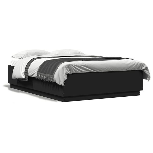 vidaXL Cadre de lit avec LED sans matelas noir 150x200 cm