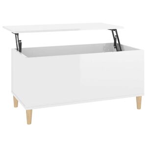 vidaXL Table basse Blanc brillant 90x44,5x45 cm Bois d'ing&eacute;nierie