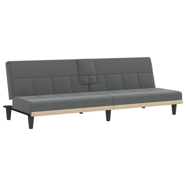 vidaXL Canap&eacute;-lit avec porte-gobelets gris fonc&eacute; tissu