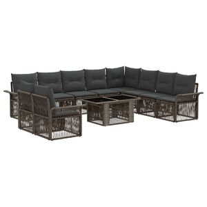 vidaXL Ensemble de canap&eacute; de jardin 11 pc Gris et Gris fonc&eacute; polyrotin
