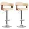 vidaXL Tabourets de bar lot de 2 cr&egrave;me bois courb&eacute; et similicuir