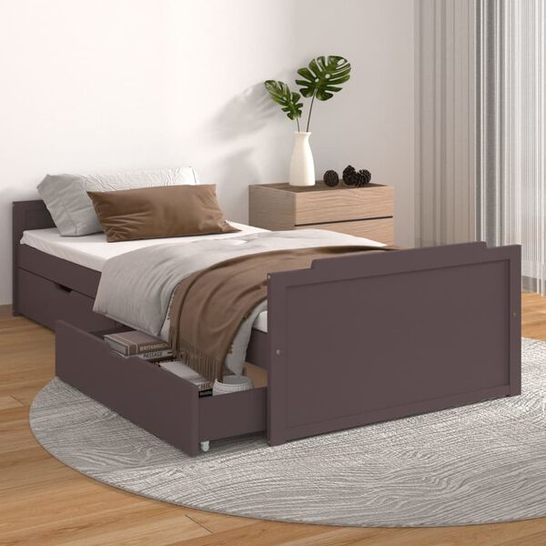 vidaXL Cadre de lit sans matelas marron fonc&eacute; bois pin massif 90x200cm