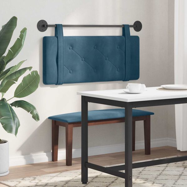 vidaXL T&ecirc;te de lit suspendue Bleu 110 x 55 x 5 cm Velours