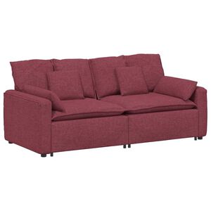 vidaXL Canap&eacute; modulable avec coussins rouge bordeaux