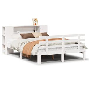 vidaXL Lit biblioth&egrave;que sans matelas blanc 120x190 cm bois pin massif