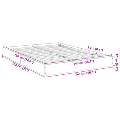 vidaXL Cadre de lit sans matelas sonoma gris 140x190 cm