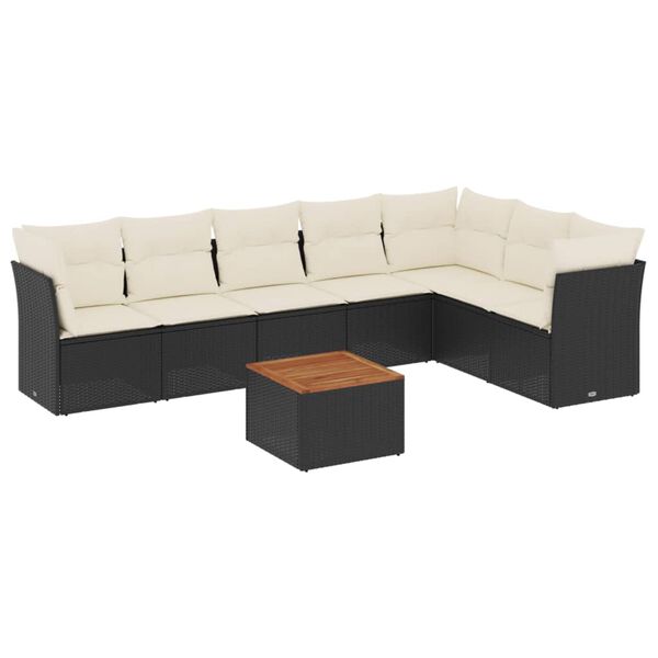 vidaXL Salon de jardin 8 pcs avec coussins noir r&eacute;sine tress&eacute;e