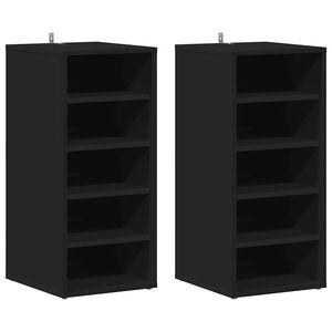 vidaXL Armoires &agrave; chaussures 2 pcs Noir 31,5x35x70cm Bois d'ing&eacute;nierie