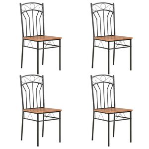 vidaXL Chaises &agrave; manger lot de 4 marron MDF