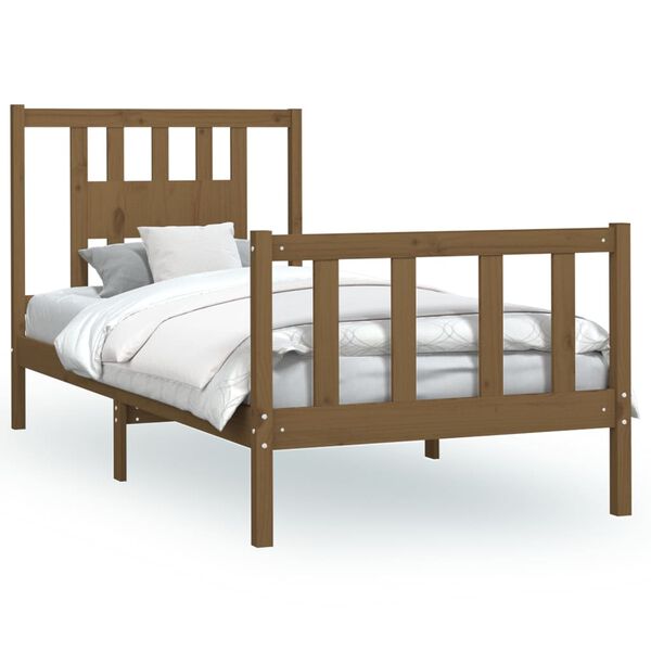 vidaXL Cadre de lit sans matelas Marron miel Bois pin massif 90x200 cm