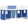 vidaXL Cadre de Lit Mezzanine pour Enfants avec Rideaux Blanc et Bleu