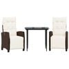 vidaXL Ensemble &agrave; manger de jardin 3 pcs et coussins marron poly rotin