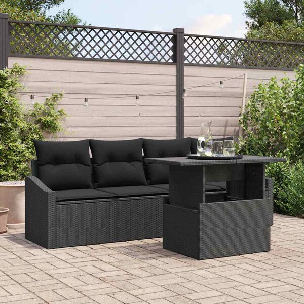 vidaXL Ensemble de canap&eacute; de jardin 5 pcs Noir Poly rotin