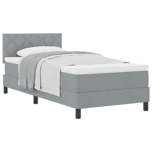 vidaXL Lit &agrave; ressorts avec matelas Gris clair 90 x 200 cm tissu
