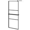 vidaXL Paroi de douche avec &eacute;tag&egrave;re Noir 80x195 cm Verre ESG&Aluminium