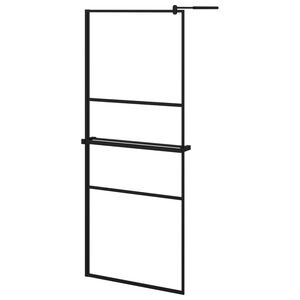 vidaXL Paroi de douche avec &eacute;tag&egrave;re Noir 80x195 cm Verre ESG&Aluminium
