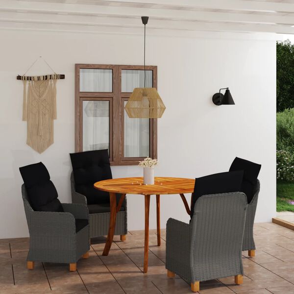 vidaXL Ensemble &agrave; manger de jardin 5 pcs gris fonc&eacute;