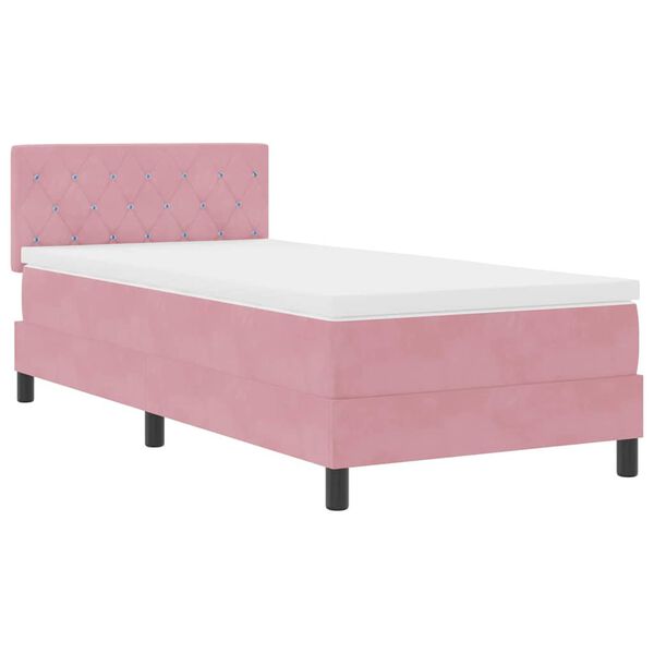 vidaXL Lit &agrave; ressorts avec matelas Rose 90 x 200 cm Velours