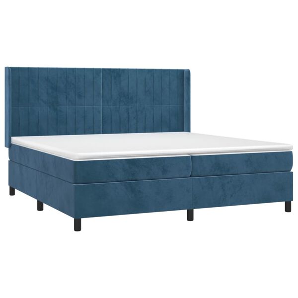 vidaXL Sommier &agrave; lattes de lit matelas et LED Bleu fonc&eacute; 200x200 cm