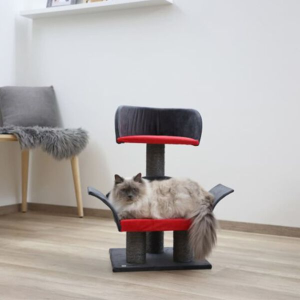 Kerbl Arbre &agrave; chats Lounge Deluxe Gris et rouge 81548